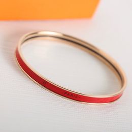 V gold material Luxury quality charm thin punk bangle with different color enamel style have stamp box PS3007B