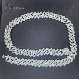 Read To Ship Sterling Sier 10Mm--18Mm Wide 2 Rows Moissanite Diamond Necklace Cuban Link Chain For Man