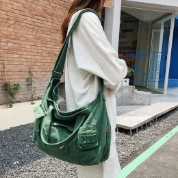 Backpack Female Casual Canvas Fabric Big Capacity Soft Hobo Slouchy Shoulder Bag Oversized School Book Laptop Overnight Weekender Bag