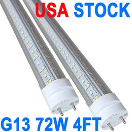 T8 LED 4FT Tube Light Bulbs Ballast Bypass Fluorescent Replacement, 6500K Cold White, 72W, Clear Cover, Double End Powered, Ballast Bypass AC85-277V crestech