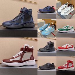 2024 Low Top Luxury Mesh Nylon Americas Patent Blue White Black Red Soft Rubber Designer Casual Shoes Sneakers Leather Flat Womens Mens Trainers