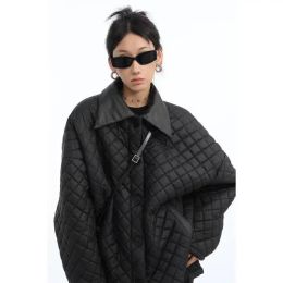 Parkas Down Coats 2024 Autumn Black Parkas Oversize Argyle Chaquetas Winter Jacket Women Hooded Coat Y2k Dark Jaqueta Feminina Plaid