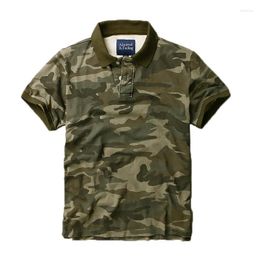 Men's Polos Summer Short Sleeve Camouflage Polo Shirt Loose Breathable Sweat Absorption Cotton T-Shirt Male