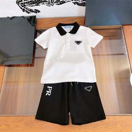 Fashion designer boys Kids outfits summer spring england style turn down collar boy Two pcs sets childrens clothes