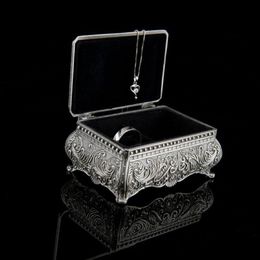 Jewelry Pouches Bags Vintage Trinket Box Rectangle Metallic Floral Small Gift Storage P9YF177L