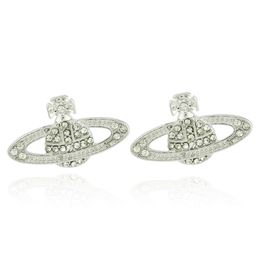 viviennes westwoods Hot selling fashion versatile micro safety earrings with sparkling diamond Saturn inlaid diamond earrings earrings