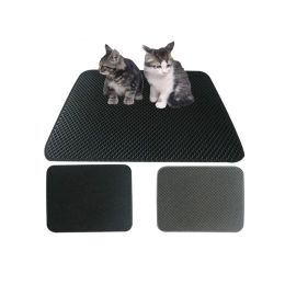 Mats Waterproof Pet Cat Litter Mat EVA DoubleLayer Cat Litter Trapper Mats Feeding Nonslip Litter Cat Floor Pad Cat Black Bed Mat