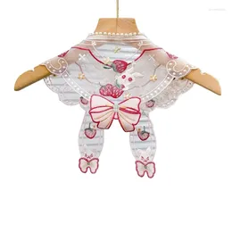 Bow Ties Kids Embroidered Floral Collar For Girls Hanfu Studded Shawl Decorative Yunjian Chinese