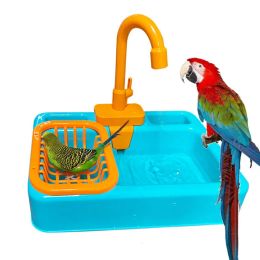 Baths Electric Automatic Parrot Shower Bird Bathtub Swimming Pool Parrot Bath Cage for Calopsita Parakeet Toys Cockatiel Basin Faucet