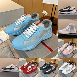 Top Quality Patent Blue White Black Red Americas Designer Casual Shoes Soft Rubber Leather Flat Womens Mens Trainers Luxury Mesh Nylon Sneakers