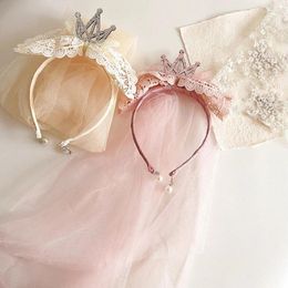 Hair Accessories Korean Headband Retro Lace Sequins Children Flower Headdress Headwear Princess Accessory For Kid