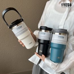 Water Bottles Personalized 600ml 900ml Tyeso Tumbler Coffee Cup Stainless Steel Vacuum Thermal Insulated Mug Cold Storage Ice Large Capacity 230368