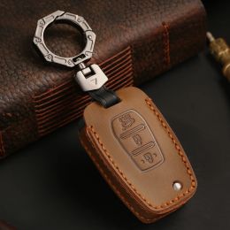 Genuine Leather Car Key Cover for SsangYong Kyron 2 Sanka Actyon Korando Tivoli Keyring Shell Fob Case Holder