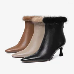 Boots Winter Fashion Elegant Velvet Lined High-heeled For Women