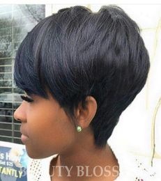 Celebrity Cheap Pixie Cut Human Peruvian Human None Lace Glueless Wig Very Short Wig Natural Black Micah gianneli Hair For Black W3315964