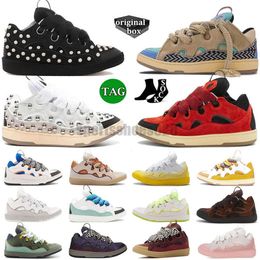 With Box sock 2024 Top Luxury Brand Curb Sneakers Casual trainers Shoes Embossed Calfskin Low Rubber Platform curb Sole Men Women big size jogging Sneaker 36-46