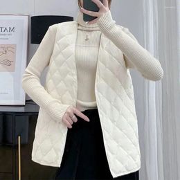 Women's Vests 2024 Autumn Winter Down Cotton Vest Loose V-neck Warm Light And Thin Coat Women Sleeveless Waistcoat Jacket FemaleTops