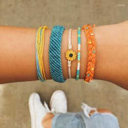 Charm Bracelets C.QUAN CHI Wax Cord Friendship Bracelet For Women Boho Wide Braided Bangle Jewellery