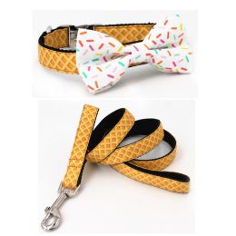 Collars New Designer Dog Collars With Sprinkles Bow for Big Small Dogs Cone Pattern Soft Pet Padded Dogs Collar