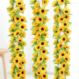 Decorative Flowers 2pcs/lot 230cm Sunflower Hanging Fake Birthday Party Festivals Room Decoration Garden DIY Plants String Wall Decor Gifts