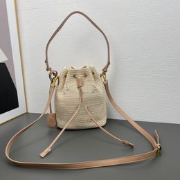 Borsa a tracolla di design Secchiello intrecciato Borsa da donna di marca di grande capacità Borsa da sera Shopping Borse di paglia Borsa a secchiello Hobo in nylon Borsa a tracolla piccola