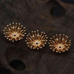 Jewellery 20pcs Brass Casted Metal 2layer 15mm Pistils Stamens Flower Bead Caps Stamping Diy Charms for Diy Retro Jewellery Making Supplies