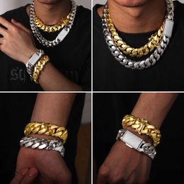 Cadena Cubana Wholesale Hip Hop Jewelry 14K Real Gold Plated Heavy Solid Miami Cuban Link Chain Halsband för män 14mm