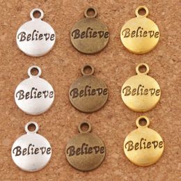 Believe Round Spacer Charm Beads 300pcs lot 15 4x11 8mm Antique Silver Gold Bronze Pendants Jewellery DIY L350 LZsilver255V