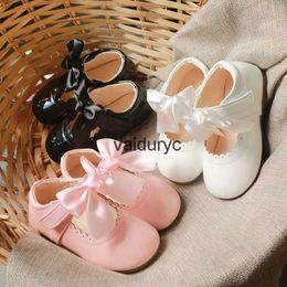Flat Shoes Kids Shoes Baby Girl Princess Leather Bowknot Dress Non-Slip Wearable Soft Bottom Girls Fashionh24229