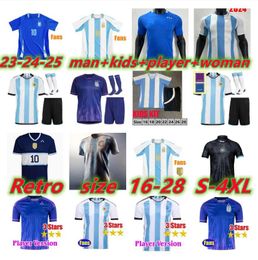 3XL Argentina Soccer Jerseys 23 24 25 Fans Player Version MESSIS MAC ALLISTER DYBALA DE PAUL DI MARIA MARTINEZ DE PAUL MESSIS Child Kids Kit Men Women Football Shirt 4XL