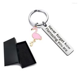 Keychains Motivational Flamingo Keychain Never Forget How Flamazing You Are Round Key Ring Fred22286E