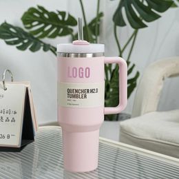 US STOCK 1:1 Same QUENCHER H2.0 Cosmo Pink Parade Target Red TUMBLER 40 OZ 4 HRS HOT 7 HRS COLD 20 HRS ICED cups 304 red cobranded mugs Black Chroma