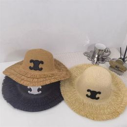 Fashion Designer Womens Straw Hat Fashion Summer Beach Unisex Straw Hat Grass Braid High Quality Holiday Flat Bucket Hats Sunhat