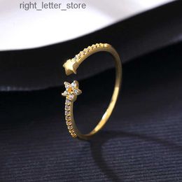 Rings Charming Brand 3A Zirconia Star Open Ring Women Fashion Luxury 18k Gold Plated Ring Female High end s925 Silver Ring Wedding Jewellery Gift 240229