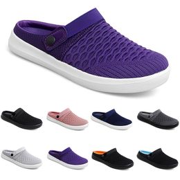 Slippers Solid color hots taupe white black grey green pink purple walking low soft leather mens womens breathable shoes indoor trainer GAI