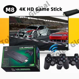 Consoles Tolex M8 Retro Video Game Console Simulator Game Stick 4K 10000 Ultra HD Output PS Dendy 2.4G Double Wireless Controller Gamepad