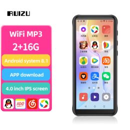 Jogador RUIZU Z80 16G WiFi Android 8.1 MP4 Player Com Bluetooth 4.2 HiFi MP3 Player 4.0 polegadas Full Touch Screen Walkman FM/Ebook/Video