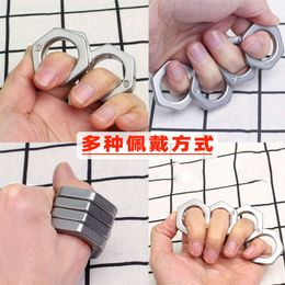Durable Easy To Use Work Sports Equipment Outdoor Gear Self Defence Keychain Perfect Strongly Four Finger Rings Punching Fighting Stainless Steel 286955