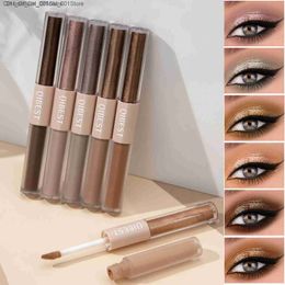 Eye Shadow 2-in-1 stick pearl matte eye shadow cream smooth naked eye makeup liquid contour shadow stick waterproof shimmer penQ240229