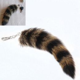 Keychains Cute Racoon Tail Keychain Fur Pendant Key Chain Bags Charm Keys Holder Couple Keyrings NIN668Keychains KeychainsKeychain260w