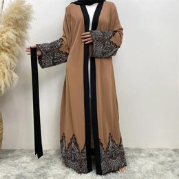 Ethnic Clothing Muslim Casual Cardigan Robe Kaftan Abayas Dress Lace Embroidered Abaya Dubai Gowns Morocco Vestiods