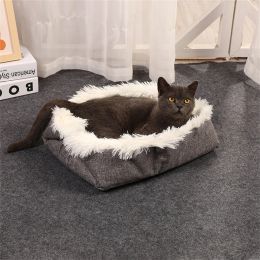 Mats Warm Pet Blanket Long Plush Foldable Cat Nest Winter Puppy Bed Mat Soft Sofa Cushions Kitten Sleeping Pad Indoor Kennel Basket