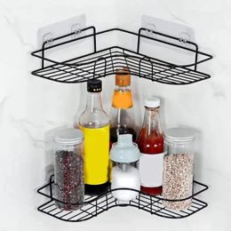 Storage Shelves Wall Mounted Rack Shampoo Holder Iron Shower Drain Basket Punch-Free Organiser Bath Accessories 240226