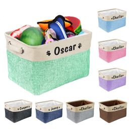 Accessories Foldable Dog Toy Basket Personalised Pet Storage Bag Dogs Storage Baskets For Dogs Toys Clothes Free Print Name Paw Pink Blue