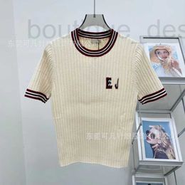 Women's T-Shirt designer brand Miu Small Fragrance Round Neck Letter Knitted T-shirt Short Sleeved Top for Women 2024 New Product Slim Fit and Versatile Look