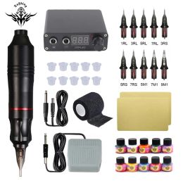 Guns Complete Tattoo Machine Kit Rotary Pen With Cartridge Needles Tattoo Kits Permanent Makeup Machine for Tattoo Beginners