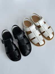 Shoes Leather Casual Natural Black White 460 And Women Soft Comfortable All Match Old Money Romen Sandals 599 Sals 692 56780