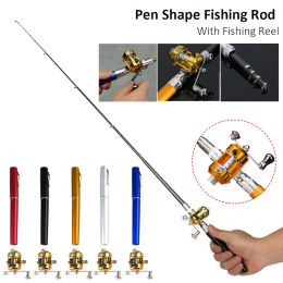 Rods 2023 Portable Pocket Telescopic Fishing Rod Mini Penshaped Fishing Rod with Reel Wheel Outdoor River Lake Fishing Tackles