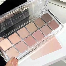 Eye Shadow 12 Colour low saturation cinnamon eye shadow palette full matte Korean almond daily eye shadow makeup lasting eye shadowQ240229