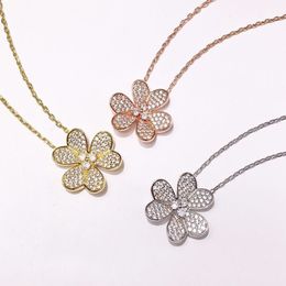 Fashion Jewelry Whole Exquisite rose gold silver Copper Micro Pave Full Diamond sane hua Necklace for woman230H